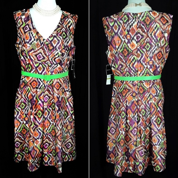 madison leigh Dresses & Skirts - Madison Leigh purple orange ikat pocket dress